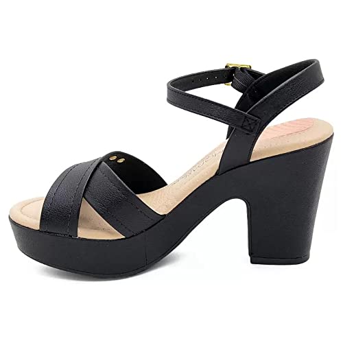 Sandália Salto Médio Modare R.7165-110 Cor:Preto;Tamanho:35;Gênero:Feminino