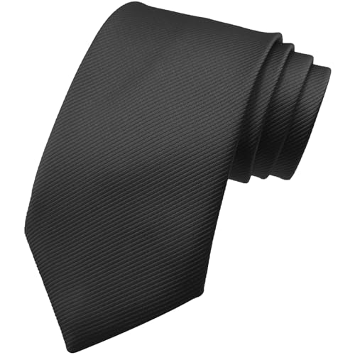AHLPO Elegante Krawatte für Herren 8 cm, Herren Krawatten, Klassische Schlips Herren für Hochzeit, Büro, Party und Festliche Veranstaltungen - Einfarbig in Verschiedenen Farben Tie Schwarz