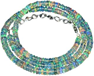 Exclusive Ethiopian Welo Opal Beads Necklace-October Birthstone Beads-Real Opal Beaded Jewelry-925 Silver Clasp, Sterling Silver, ethiopian opal