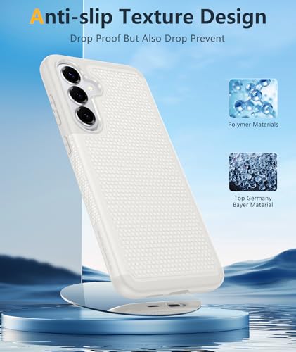 Image of FNTCASE for Samsung Galaxy S26 Case: Military Grade Drop Protection, 14ft Drop Protective, Screen Protector Included, Anti-Slip Tempered TPU+PC Dual Layer Shockproof Phone Case Cover (White)