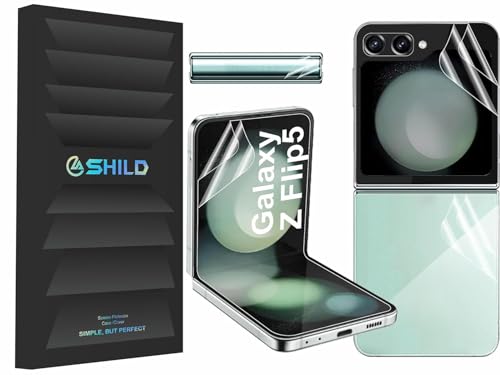 Image of SHILD - 4-in-1 HD Clear Screen Protector Set for Samsung Galaxy Z Flip 5 - Front, Back, Inner Screen & Hinge Protection - Ultra Thin, Scratch Resistant, Case Friendly, Bubble-Free Application