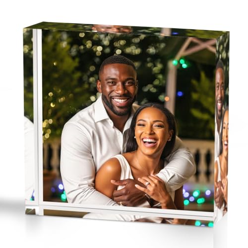 ArtPix 3D Acrylic Custom Photo Gift Personalized UV Photo Print Block Square Unique Customized Picture Gifts for Mom Women Man Gift With Your Own Photo (4 x 4 inch)