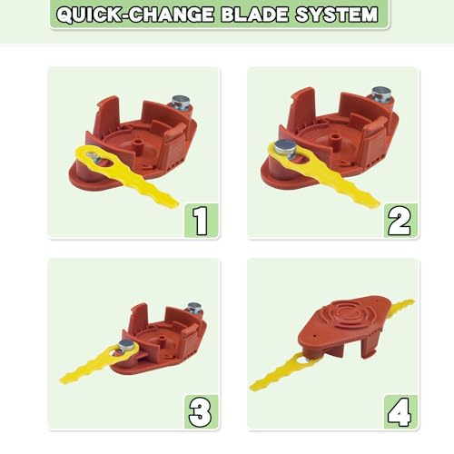 FourShow New-Quickload Double Serrated Blade Head for Worx Strimmers, Compatible with WG154/WG163/WG170/WG175/WG180, Rep