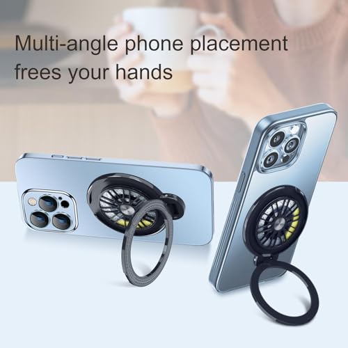 Image of Mobile Protective Case with Ring Stand Holder, Vintage Wheel Design, Light Black