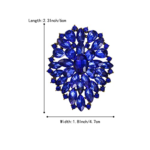 Image of BriLove Women's Stunning Oval Crystal Rhinestone Marquise Cluster Brooch Pin for Wedding Party Prom
