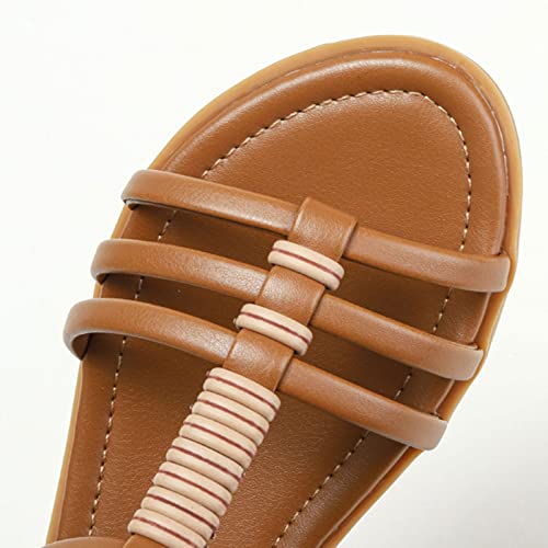 Sandals Women's Sandals Summer Retro Hollow Out Flat Bottom Comfortable Tourism Leisure Beach Shoes Sandal(A,41)4