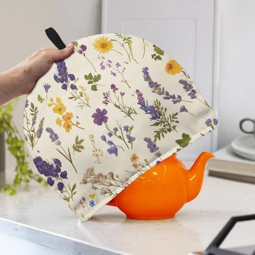 Image of Retro Wildflower Tea Pot Cover for America250 Reusable CrowTeapot Cozy Keeping Warm,Dust Proof Teapot Dust Protector for Kitchen Decorative
