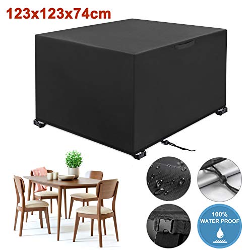 YISSVIC Garden Furniture Cover Waterproof Furniture Covers Outdoor Patio Furniture Covers Rectangular Windproof and Anti-UV Garden Table Covers 123x123x74cm