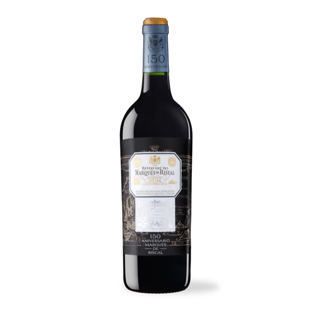 Marqués de Riscal 150 Aniversario, Vino tinto, Denominación de Origen Calificada Rioja, Variedad Tempranillo, 32 meses en barrica francesa, Botella individual 750 ml