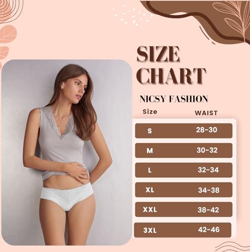 Image of NICSY Women's Panties Full Coverage Soft Touch Cotton Elastane Stretch Lace Underwear Styled Hipster with StayFresh Panty for Women Combo Pack