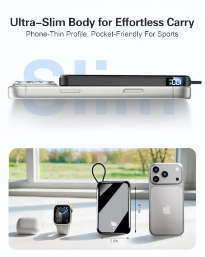 10000mAh Portable Charger, 20W Fast Charging, Built-in Cables with Handle - image 3