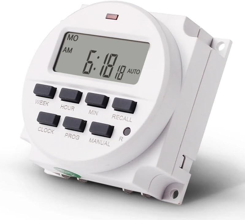 12/24 Format 12V DC Timer Switch 7 Days 24hr Programmable Time Relay Clock Controller Panel Mounted with Countdown Off Function(12V Timer)