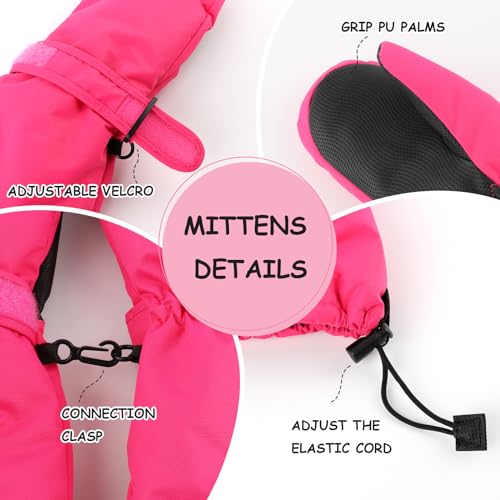 Image of Duoyeree Toddler Winter Gloves, Waterproof Fleece Lined Ski Mittens 1-6Y