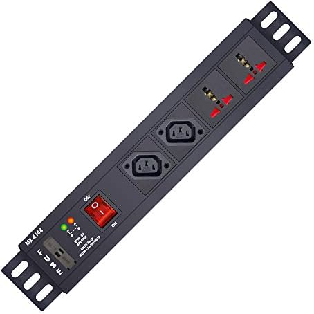 MX Power Strip with 3 IEC 320 C13, 2 6Amp Universal Sockets, 2 USB Charging Port, Single Switch, Fuse & Line Fault Detector for Wall/Rack Mount 1.5 mtr