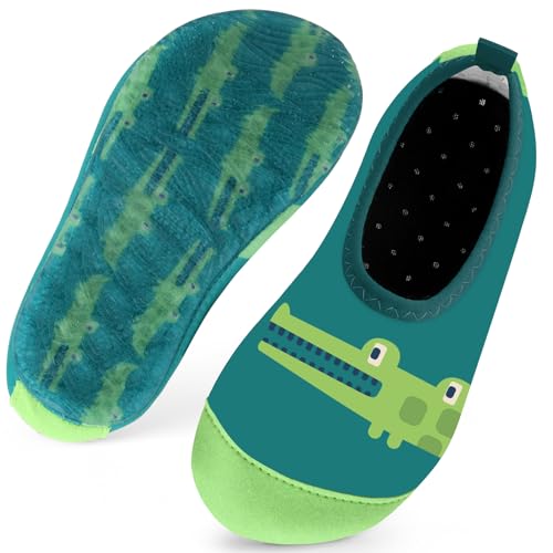 Kids Swim Water Shoes for Boys Toddlers Baby Aqua Socks for Kids Quick Dry Pool Beach Barefoot Children（Crocodiles Green 32/33