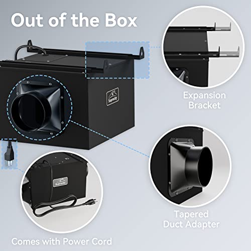 SUPROCKY Ultra Quiet Bathroom Exhaust Fan, Remote Mount In Line Fan, Exhaust Ventilation Fan for Bathroom, Kitchen, Garage and Residential Ventilation, Black, 300CFM — view 4