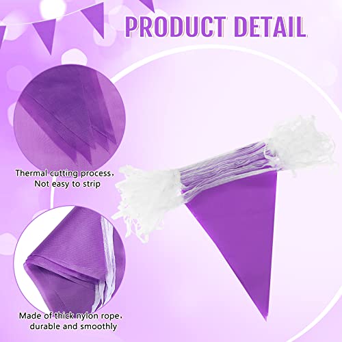 Image of Preboun 400 ft Solid Pennant Banner Flags 240 Pcs String Hanging DIY Triangle Bunting Bulk Garland for Grand Opening Carnival Birthday Party Decoration Outdoor(Purple)