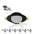 NUWATT Black 4 Inch Gimbal LED Recessed Lighting, 2700K/3000K/3500K/4000K/5000K Selectable, 630LM, Dimmable, Damp Rated, Adjustable Lens Canless Lights for Sloped Ceiling, Metal Junction Box, 6 Pack