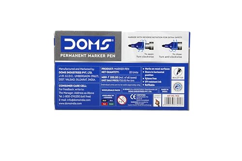 Image of Doms Refilo White Board Pen | Japanese Bullet Tip | Non-Toxic & Xzylene Free Ink | Blue Ink, Pack of 10 | white board marker