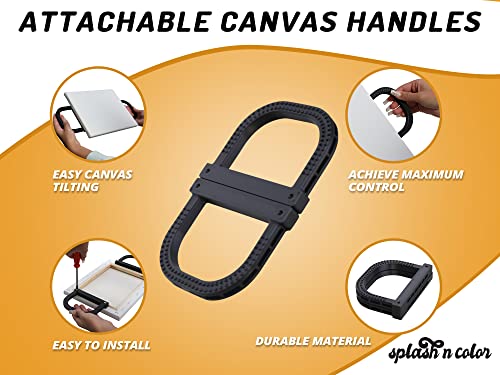 Splashncolor Canvas Handles For Paint Pouring | Attachable Canvas Handles Holder For Easy Canvas Tilting | Mess Free Acrylic Paint Pouring Tools (Black) #TOP2
