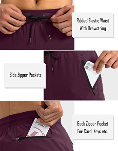 Pudolla Men's Lightweight Jogger Pants Workout Gym Running Pants With Zipper Pockets For Athletic Casual(Wine Small) #TOP3