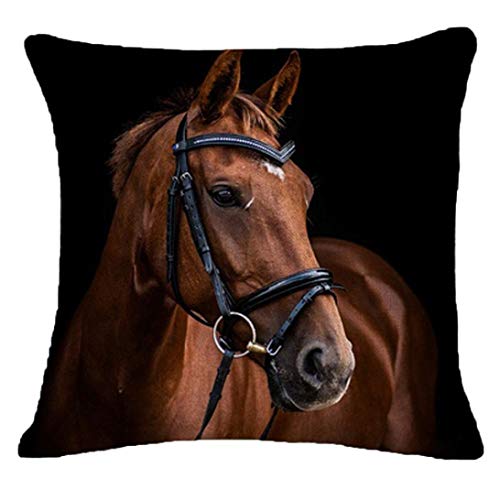 Ogquaton 45 cm * 45 cm taie d'oreiller, oreiller créatif mode dessin animé animal cheval décor à la maison coton lin coussin coussin C durable et pratique
