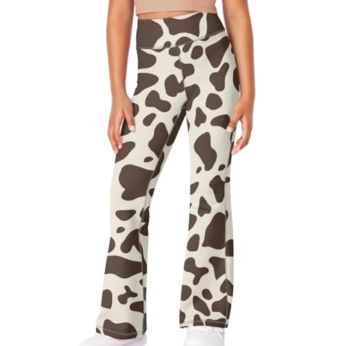Cow Girls Flare Leggings High Waist Cross Bootcut Yoga Pants Bell Bottoms for Girls4