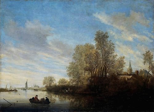 Affiche toile Van Ruysdael vue de Deventer portrait décoration murale tableau salon 60x90cm