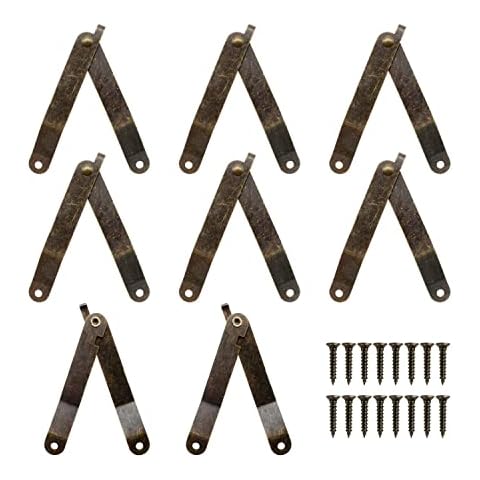 MYLERCT 8 Pcs Retro Support Stay Hinge, The Closed Size is 83 mm Long and 11 mm Wide Folding Support Hinge is Mainly Used for Hinged Cover Support for Cabinet Doors and Kitchen Cabinets Cover