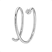 Vista 1 de Aro de nariz doble de 0.78 oz y 0.394 pulgadas para un solo piercing, acero quirúrgico plateado en espiral para mujeres y hombres, piedra natal