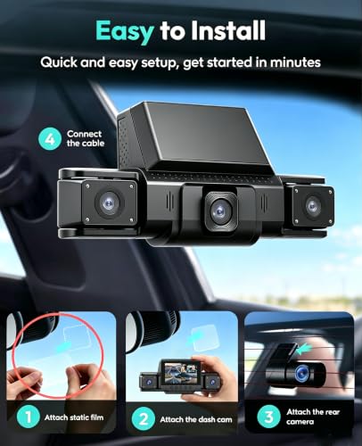 Image of 4 Channel Dash Cam Front and Rear with 360 View for All-Round Protection, 4-Way Recording, Built-in 5G WiFi & GPS, APP Control, 8 IR LEDs, 24H Parking Monitor, G-Sensor, Free TF Card (128GB)
