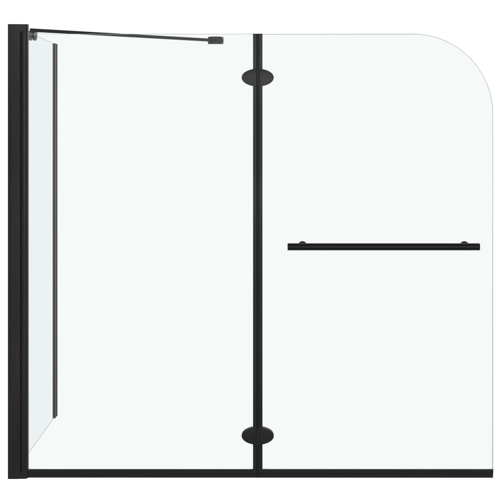 Refined Duschwand Faltwand Duschabtrennung Badewannenfaltwand Sicherheitsglas Doppelt Faltbar Badewannenaufsatz 2-fach Faltbar ESG 120x68x130 cm Schwarz