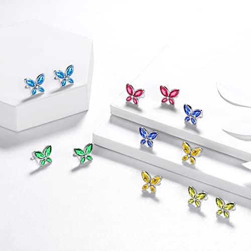 Purple Butterfly Studs Earrings Women 925 Sterling Silver Animal Butterflies June Birthstone Alexandrite Earring Stud Crystal Wedding Birthday Jewelry DE0229U