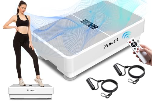 Máquina de ejercicio con placa vibratoria, plataforma de vibración de cuerpo completo para drenaje linfático, color blanco puro
