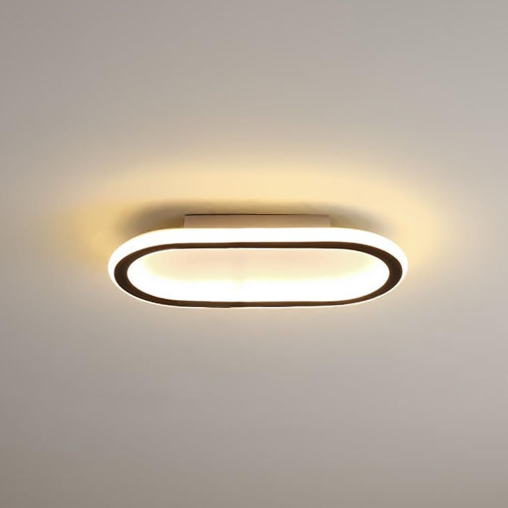Lampy Sufitowa LED Owalna Nowoczesna, Plafon Liniowe Oświetlenie Sufitowe Minimalistyczne do Korytarz Wejście Balkon(Black(4000K),30cm/11.81in)
