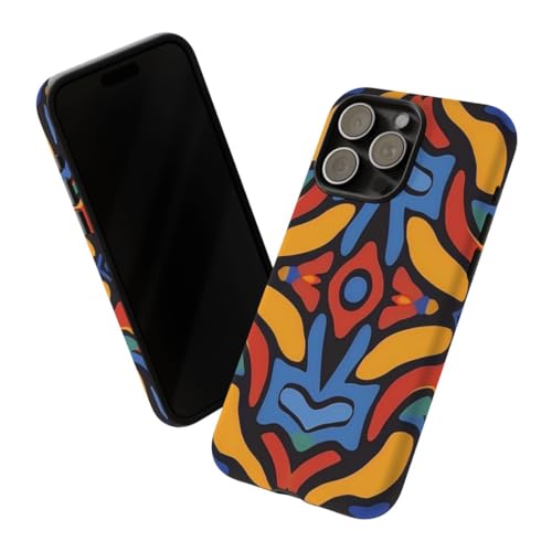 Coque mate jaune iPhone 15 Pro Max au motif abstrait unique