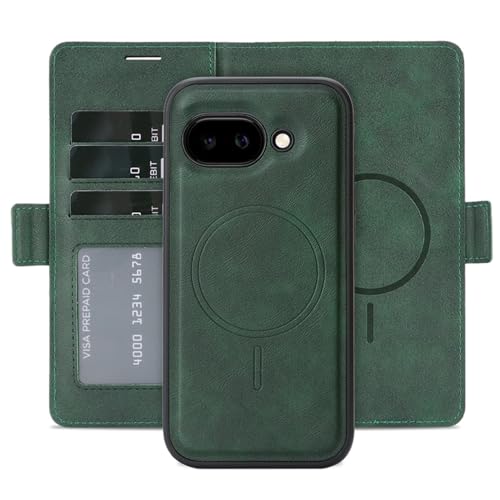 ���̓}�O�l�b�g 2in1 �蒠�^ Google Pixel 9a �p �P�[�X Magsafe�Ή� �J�[�h���[ 3�� �ϏՌ� ���^ �y�� TPU �O�[�O�� �s�N�Z��9a �J�o�[ (�O���[��, Google Pixel 9a)