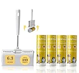 Large Surface Lint Roller Extra Sticky with Dust-Proof Cover 6.3'' Wider 240 Sheets/4 Refills, Pet...