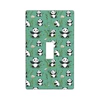 Cute Panda Cartoon Print Light Switch Cover Plate, 1- Gang Standard Size 4.5\" x 2.76\", Decorative Toggle Wall Plate Covers, Unbreakable Polycarbonate Thermoplastic