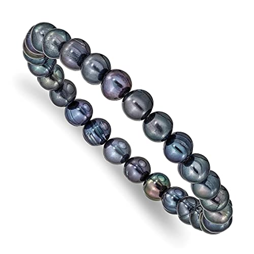 ICE CARATS 6 7mm Black Freshwater Cultured Pearl Stretch Wrap Bracelet Adjustable Fashion Jewelry For Women Gifts For Her