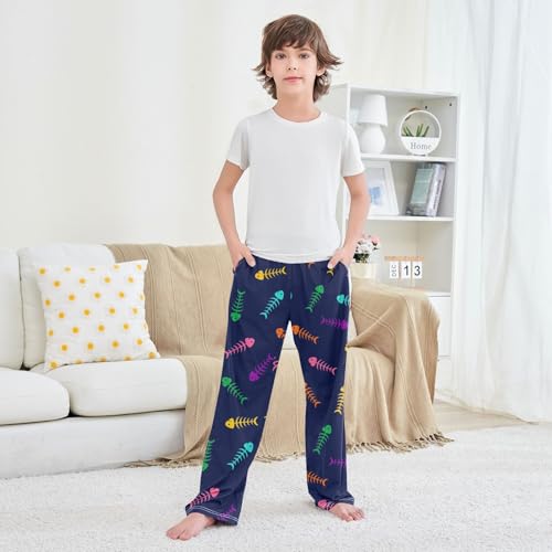 Boys' Pants Fish Skeleton Long Bottoms Jogger Pants Elastic Waist Trousers with Pockets S-XL3