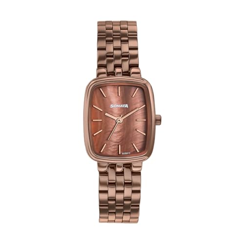 Image of Sonata Festive 2.0 Quartz Analog with Brown Dial Brown Sheet Metal Strap Watch for Women - 87108QM01