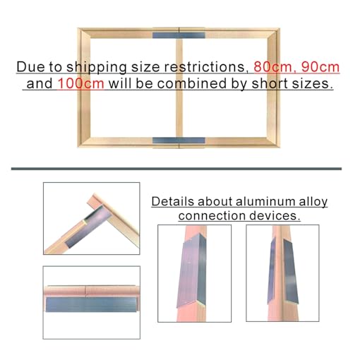 LMDO DIY Wooden Frame 60 x 90 70 x 100 40 x 50 30 x 40 Canvas Oil Painting Frame Wooden Frame for Diamond Painting Wall Art Frame (Long 85 cm, Width 40 cm) - Image 3