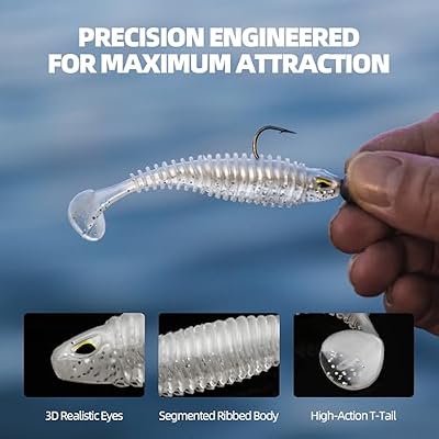 30pcs Soft Plastic Swimbaits with Paddle Tail, T-Tail Fishing Lures for Vertical Jigging and Casting, Freshwater Swimbaits for Bass, Trout, Walleye & Crappie