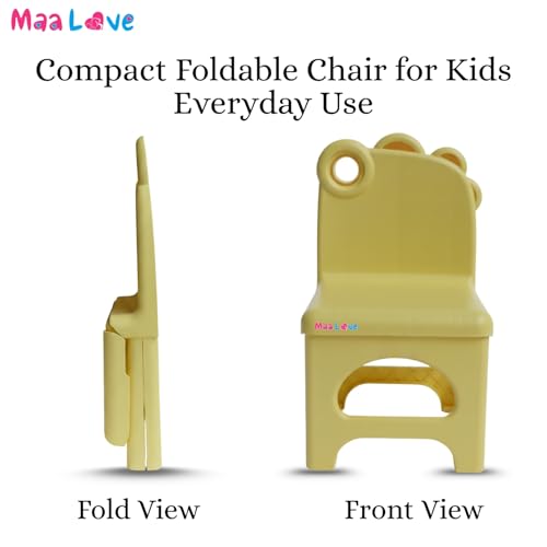 Image of Plastic Foldable Chair for Kids | School Study Chair for Indoor or Outdoor Use for Toddler Kids | Strong & Stable, Safe Rounded Edges | Capacity Up to 40 Kg (Yellow)