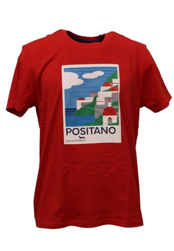 Harmont & Blaine Camiseta de manga corta con impresión costera IRL233021055, rojo, L