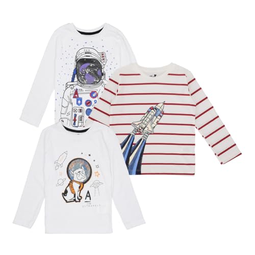 Lista de Camisas para Bebé los 5 mejores. 47 BABY STORM Playeras Niños y Bebes Manga Corta - Set de 3 Piezas - Playeras para Bebes y niños (Blanco/Pizarra, 18 Meses)