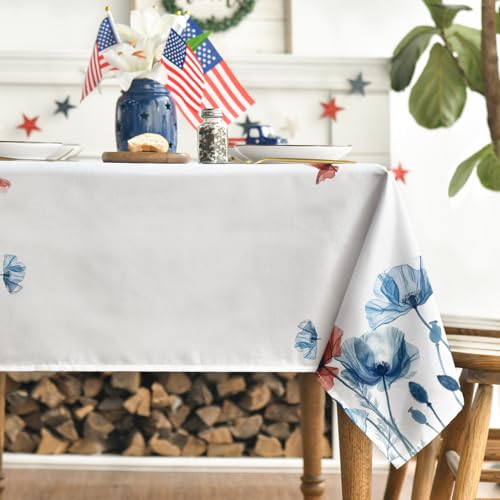 Horaldaily-4th-of-July-Tablecloth-6084-Inch-Rectangular-Blue-Red-Flowers-Printed-Independence-Day-Memorial-Day-Table-Cover-for-Party-Dinner-Patio-Garden-Picnic Horaldaily 4th of July Tablecloth 6084 Inch Rectangular Blue Red Flowers Printed Independence Day Memorial Day Table Cover for Party Dinner Patio Garden Picnic