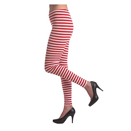 PARTY DISCOUNT Leggings rot-weiß geringelt, Gr. L-XL