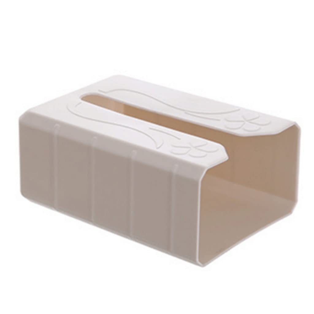 Wall Mount Tissue Holder Adhesive Tissue Box Cover Dispenser Toilet Wipes Napkin Storage Organizer Shelf for Kitchen Bathroom (Color : White) (Apricot)